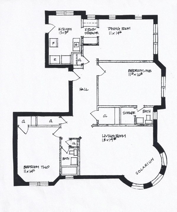 Floor plan for 2 beds, 2 baths, 1310 sqft